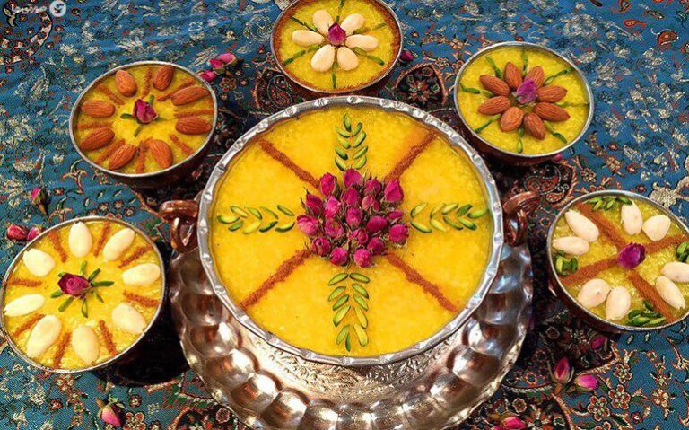 تزیین شله زرد نذری با شابلون