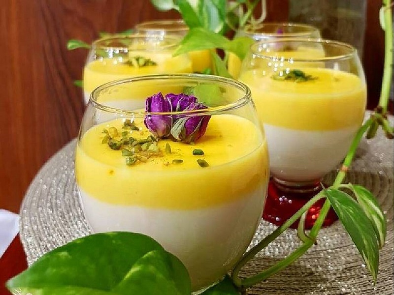 روش تهیه دسر زعفرانی دو رنگ