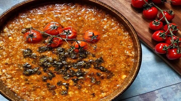 آش گوجه با بلغور گندم