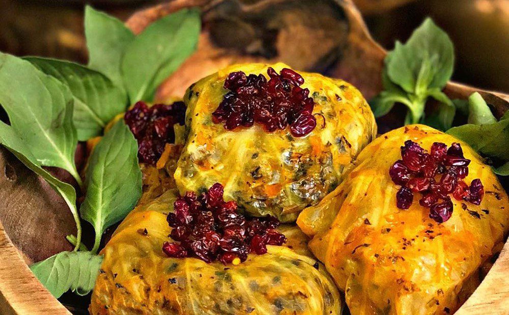 دلمه کلم با گوشت مرغ