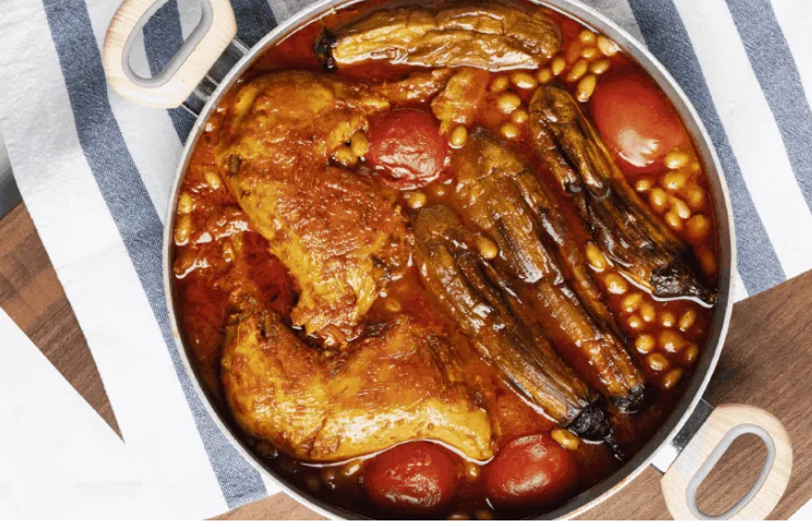 خورش کدو و بادمجان با مرغ