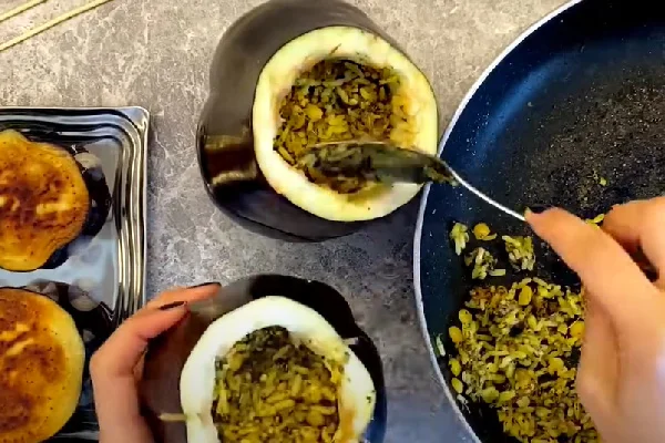 دلمه بادمجان بدون گوشت 