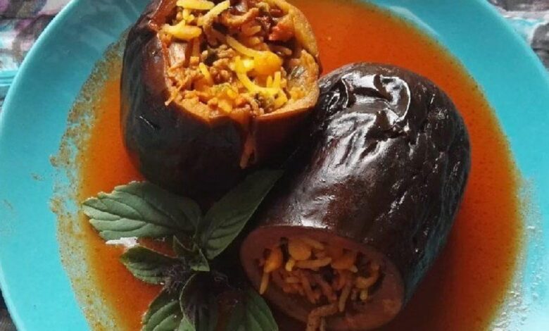 مواد لازم دلمه بادمجان بدون گوشت 