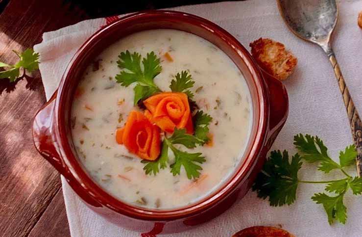 سوپ گشنیز با برنج