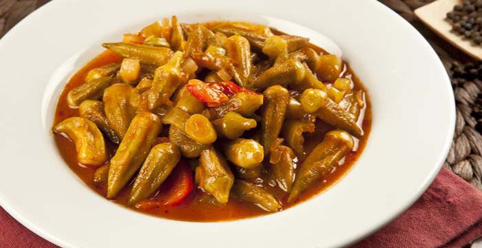 طرز تهیه خوراک بامیه با گوشت