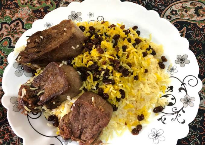 خوراک زبان با برنج