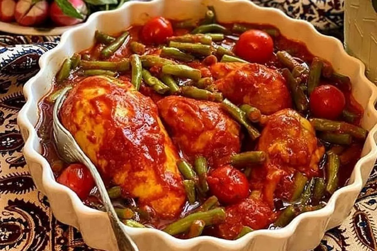 طرز تهیه خوراک لوبیا سبز با مرغ