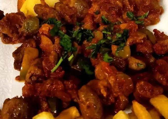 خوراک دل مرغ به سبک هندی