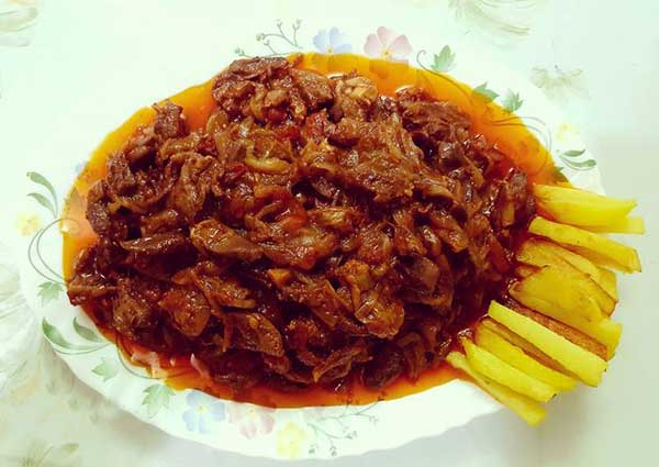 خوراک دل مرغ با گوجه